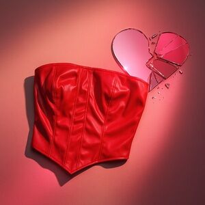 Shein | NWT Red PU Leather Corset Crop Top | Small